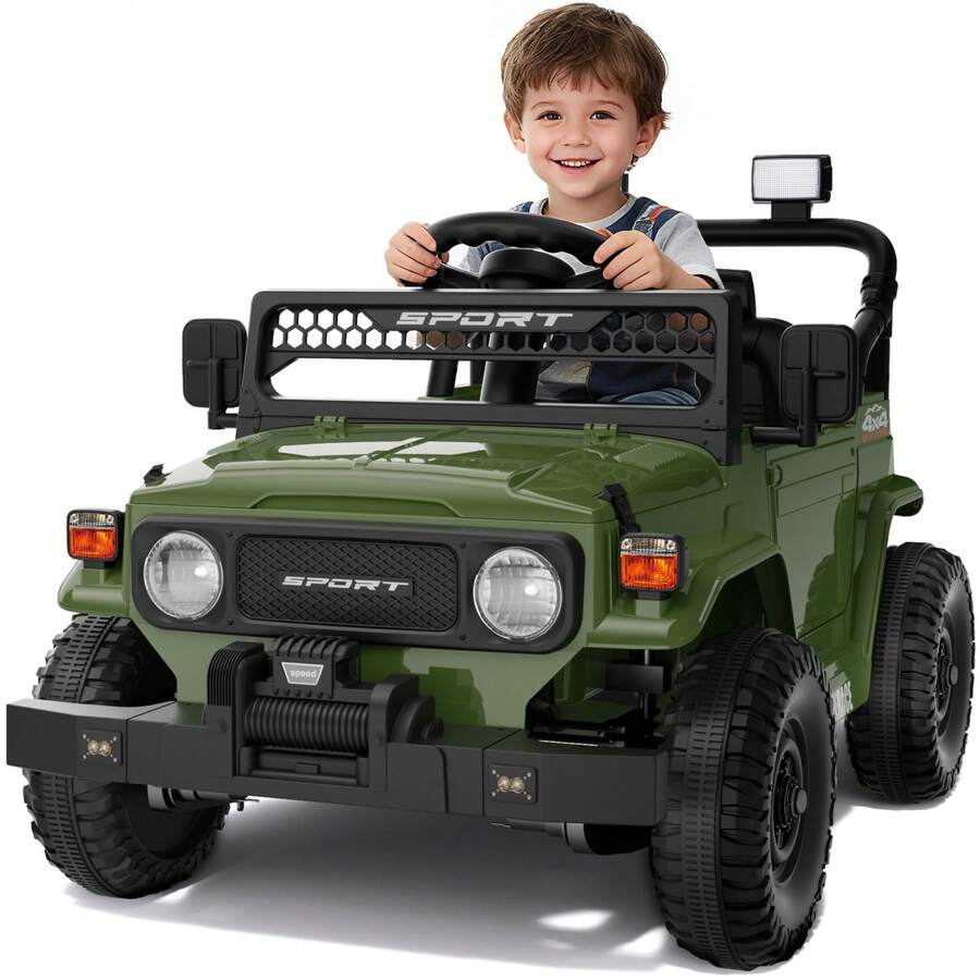 12V Kids Ride On Truck Car Parent Remote Control 2WD Suspension Compact Electric Car For Toddlers Age 3 LED Lights Bluetooth Music USB Port Super Fun Indoor Outdoor Toy Gift Electric Car For Kids Toy