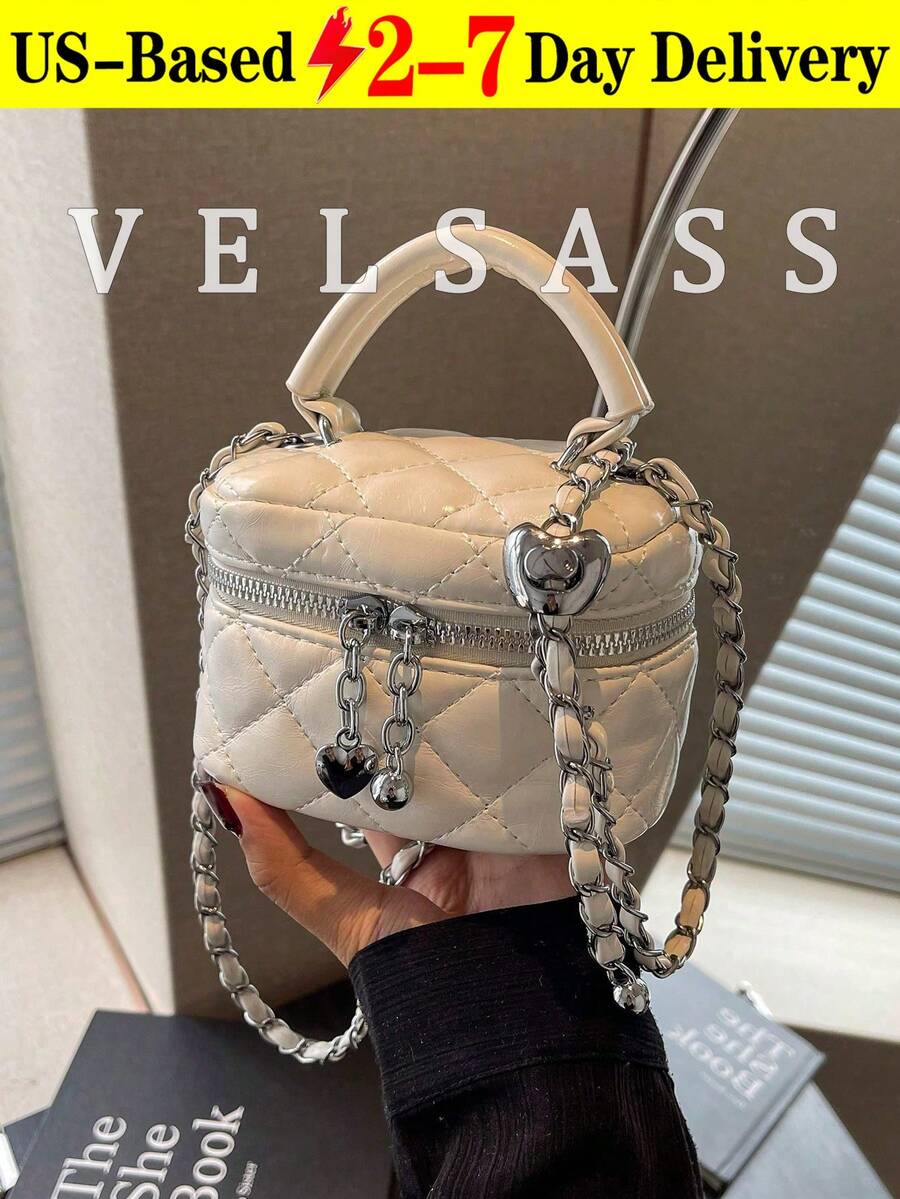 Women's Silver Top Handle Crossbody Bag Small Crocodile Embossed Satchel Bag Mini Bucket Handbag